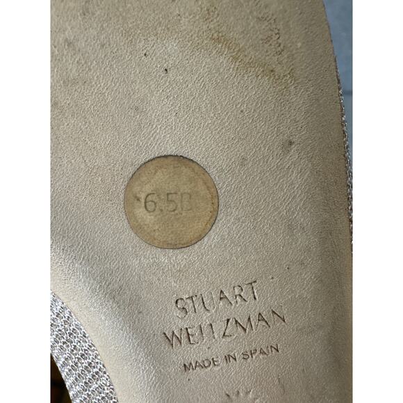 Stuart Weitzman Emilia Pointed Toe Flat Glitter Poudre New Noir 6.5M Excellent - Picture 9 of 10